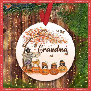 Nana’s Little Pumpkin Autumn Grandma Halloween Custom Name Christmas Ceramic Ornament