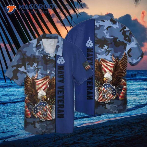 Navy Veteran Blue Hawaiian Shirts