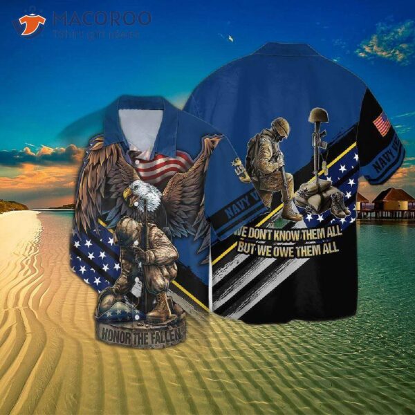 Navy Veteran Eagle Honor The Fallen Hawaiian Shirt