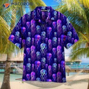 Neon-colored, Violet Hawaiian Shirts With Jellyfish Designs