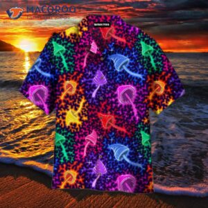 Neon Colorful Magic Mushroom Hawaiian Shirts