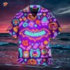 Neon Halloween Night Patterned Violet And Colorful Hawaiian Shirts