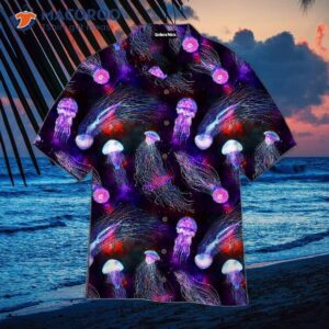 Neon Jellyfish-patterned Galaxy Hawaiian Shirts