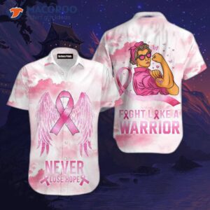 Never Lose Hope: Breast Cancer Awareness White And Pink Hawaiian Shirts