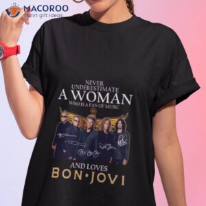 Never Underestimate A Woman Who Is A Fan Of Music And Loves Bon Jovi Signatures 2023 Shirt