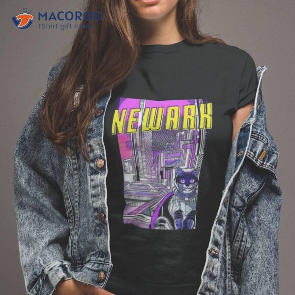 Newark Cat Retro Anime Cityscape New Jersey Usa Vintage Shirt