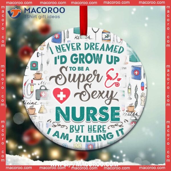 Nurse Awesome In Life Circle Ceramic Ornament, Nurse Christmas Ornament