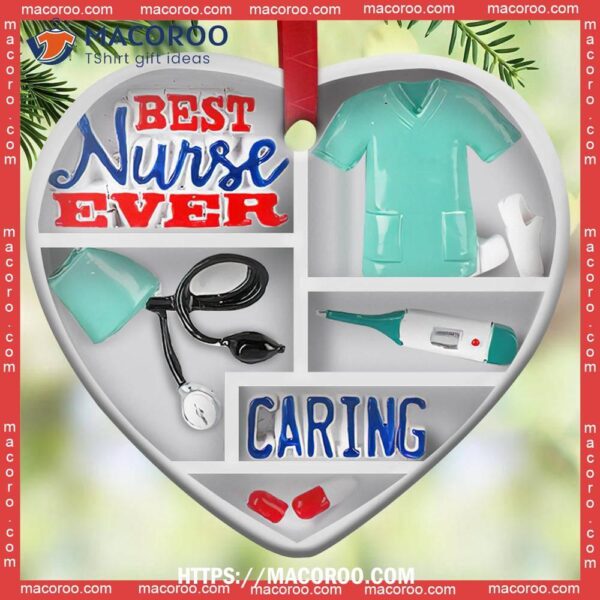 Nurse Caring Shelf Style Heart Ceramic Ornament, Personalized Nurse Ornament