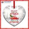 Nurse Chrismas Red Truck Heart Ceramic Ornament, Nurse Christmas Ornament