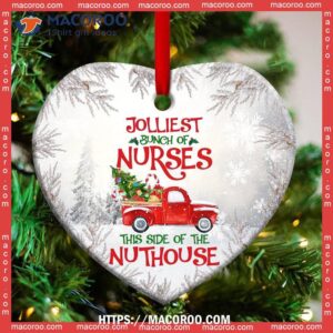 nurse chrismas red truck heart ceramic ornament nurse christmas ornament 1