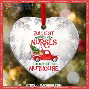 nurse chrismas red truck heart ceramic ornament nurse christmas ornament 2