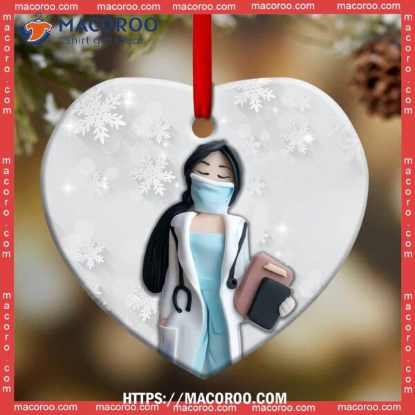Nurse Clay Lover Style Heart Ceramic Ornament, Nurse Practitioner Christmas Ornament