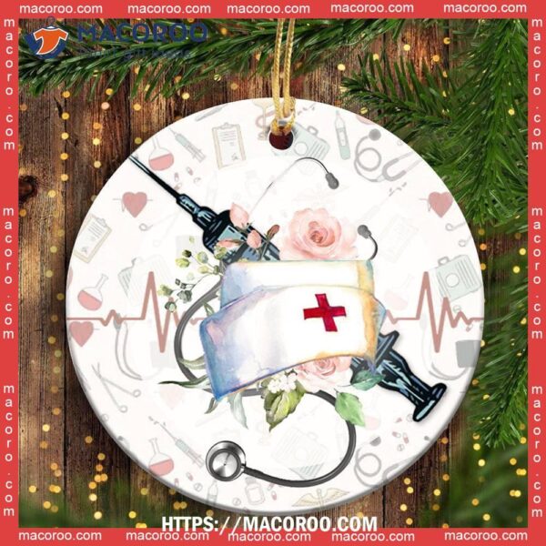 Nurse Everyday Superhero Basic Style Circle Ceramic Ornament, Nurse Tree Ornaments