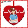 Nurse Front Line Hero Heart Ceramic Ornament, Nurse Christmas Tree Decoration