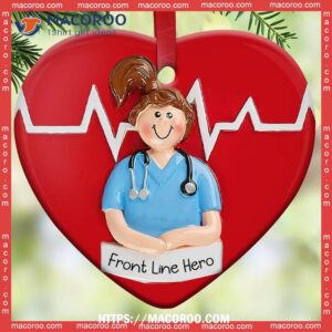 nurse front line hero heart ceramic ornament nurse christmas tree decoration 2