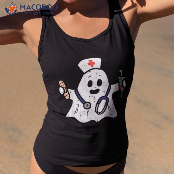 Nurse Ghost Scrub Top Halloween Costume For Nurses Rn Shirt