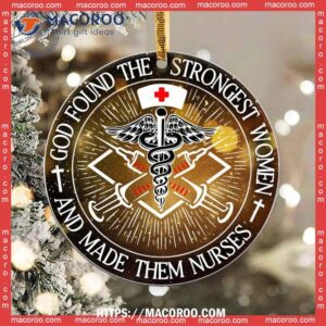 nurse god found the strongest women circle ceramic ornament nurse christmas tree decoration 2