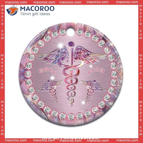 Nurse Jewelry Lover Style Circle Ceramic Ornament, Personalized Nurse Ornament