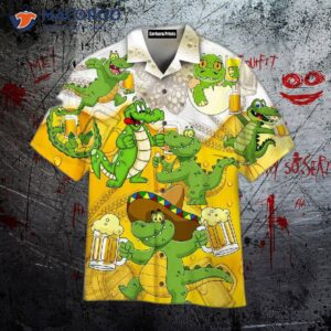 Octoberfest Animals Green Alligator Love Beer Hawaiian Shirts
