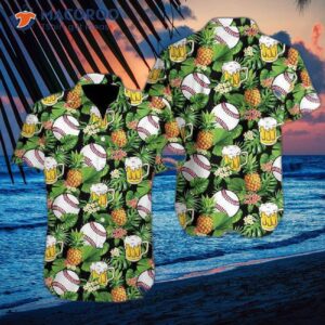 octoberfest baseball and beer green hawaiian shirt 1