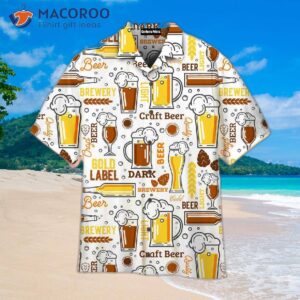 Octoberfest Beer Born To Drink Pattern White Hawaiian Shirts