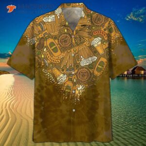 octoberfest beer bottle brown hawaiian shirt 0