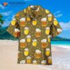 Octoberfest Beer Mug Pattern On Green Hawaiian Shirts