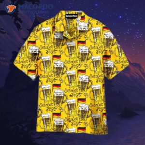 Octoberfest Beer Somewhere Pattern Yellow Hawaiian Shirts