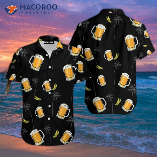 Octoberfest Beer Tropical Black Hawaiian Shirts