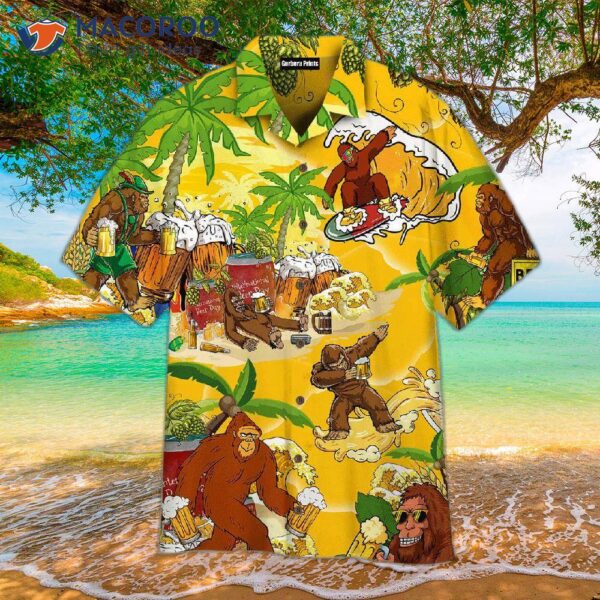 Octoberfest Bigfoot Summer Beer Yellow Hawaiian Shirt