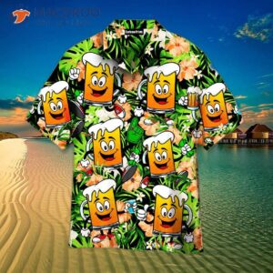 Octoberfest Funny Beer Mugs Tropical Palm Leaves Pattern Hawaiian Shirts