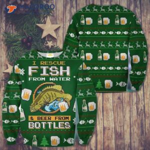 Octoberfest Funny Fish And Beer Ugly Christmas Sweater