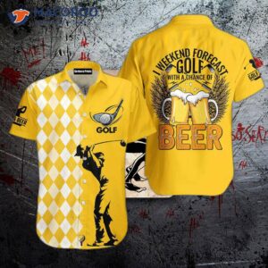 Octoberfest Funny Golf With Beer-yellow Hawaiian Shirts