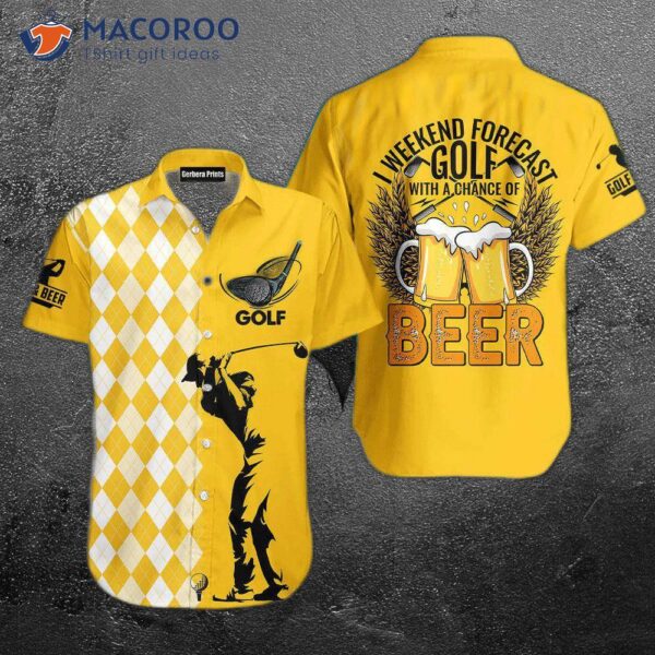 Octoberfest Funny Golf With Beer-yellow Hawaiian Shirts