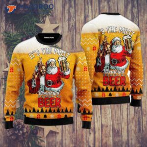 Octoberfest Funny Santa Drink Beer With Jesus Ugly Christmas Sweater