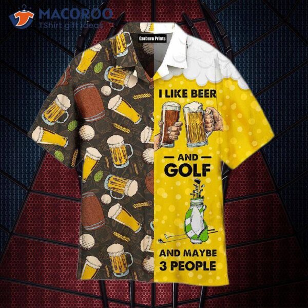 Octoberfest Golf And Beer Yellow Hawaiian Shirts