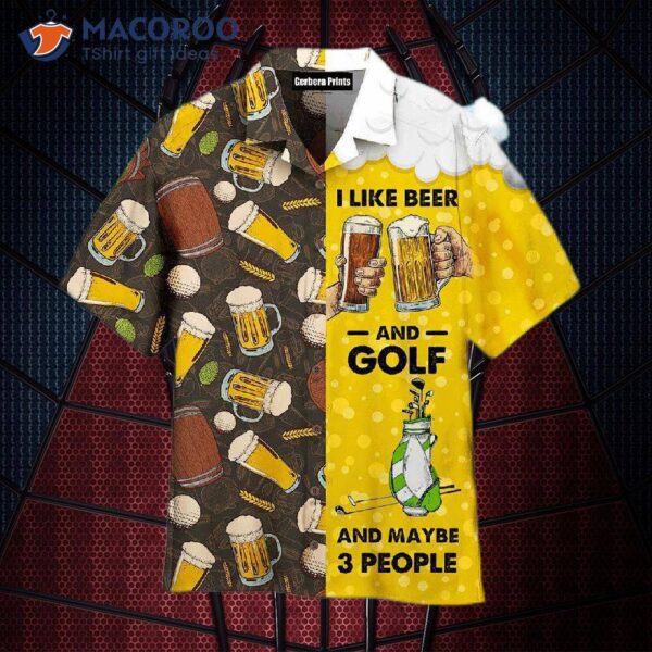 Octoberfest Golf And Beer Yellow Hawaiian Shirts