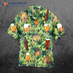 Octoberfest Hop And Craft Beer Barley Patterned Green Hawaiian Shirts