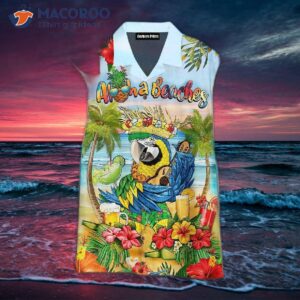 Octoberfest Parrot Beaches Beer And Margarita Cocktail Colorful Tropical Flowers Hawaiian Shirts