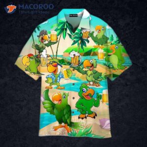 Octoberfest Parrots And Beer Party On The Beach In Summer Hawaiian Shirts