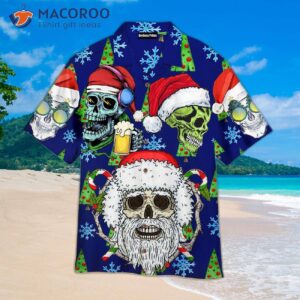 Octoberfest Santa Claus Skeleton Skull Christmas Love Beer Hawaiian Shirts