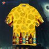 Octoberfest Set Beer Tropical Leaf Pattern Yellow Hawaiian Shirts