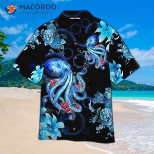 Octopus-printed Blue Hawaiian Shirts
