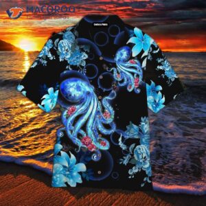 Octopus-printed Blue Hawaiian Shirts
