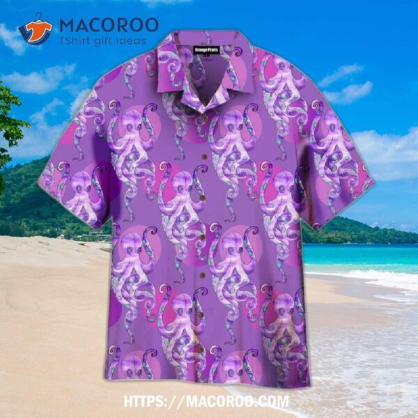 Octopus Undersea Sea Creatures Colorful Pattern Aloha Hawaiian Shirts