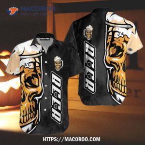 Oktoberfest Beer Skull Black Hawaiian Shirts, Spooky Gifts