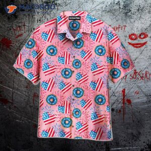 On The Fourth Of July, Show Your Love For American Donuts With Pink, Patriotic Hawaiian Shirts To Celebrate Independence Day.