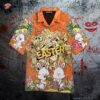 Orange Happy Easter Bunny Floral Pattern Hawaiian Shirts