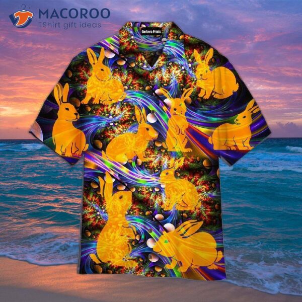 Orange Neon Bunny Easter Day Hawaiian Shirts