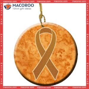 Orange Ribbon Leukemia Awareness Christmas Ceramic Ornament